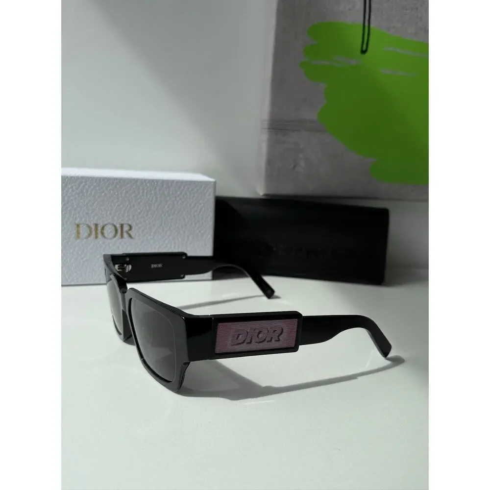 NEW Dior CD SU Sunglasses in Black Holographic Pink Logo - Picture 6 of 10